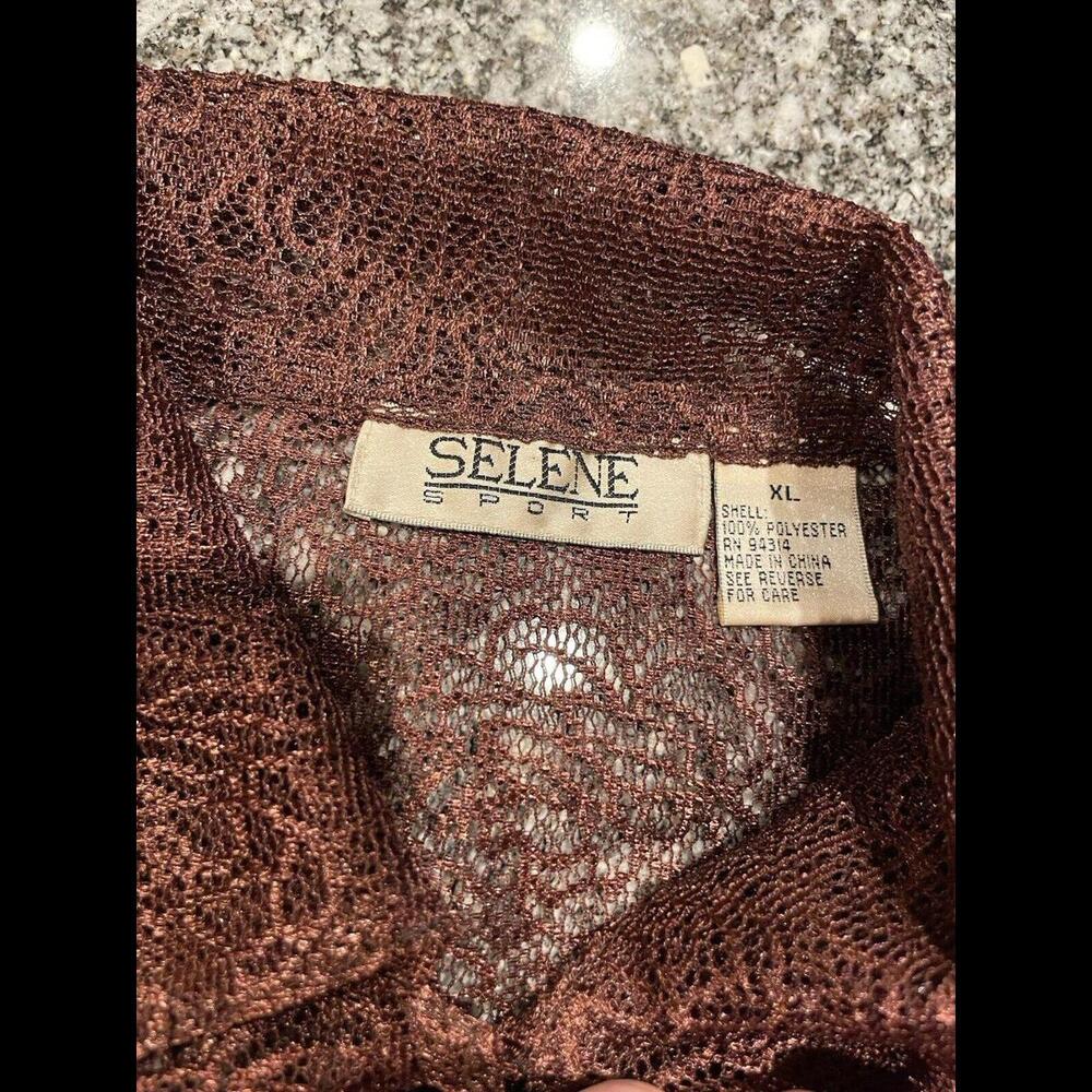 Selene Sport Button Up Blouse Shirt Women’s Sz XL Brown (A5) - Picture 4 of 5